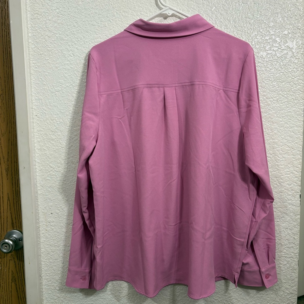 d&co. Denim &‎ Company Women’s Button-Front Blouse Shirt Pink L - Picture 2 of 8